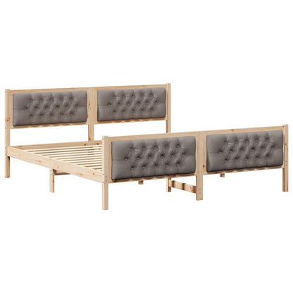 Sengestel Med Hovedgærde Gråbrun 180 X 200 Cm Massiv Fyrretræ - Billede 2