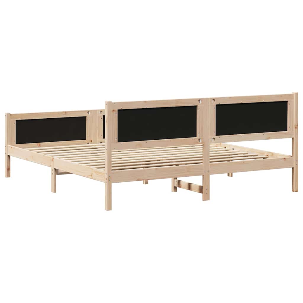 Sengestel Med Hovedgærde Gråbrun 180 X 200 Cm Massiv Fyrretræ - Billede 7