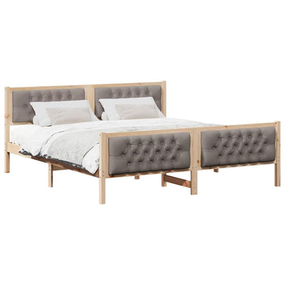 Sengestel Med Hovedgærde Gråbrun 180 X 200 Cm Massiv Fyrretræ - Billede 3