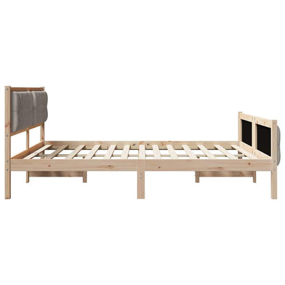 Sengestel Med Hovedgærde Gråbrun 180 X 200 Cm Massiv Fyrretræ - Billede 6