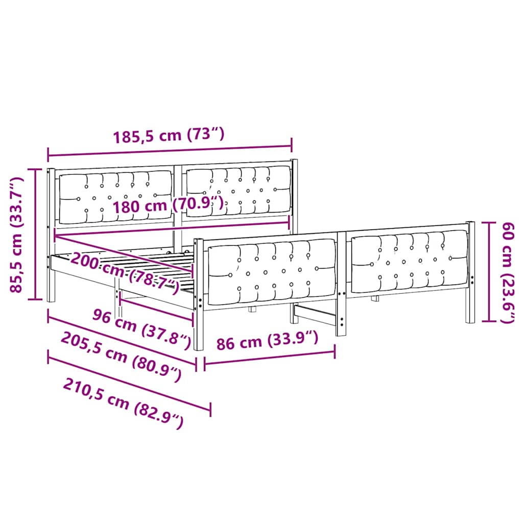 Sengestel Med Hovedgærde Gråbrun 180 X 200 Cm Massiv Fyrretræ - Billede 11
