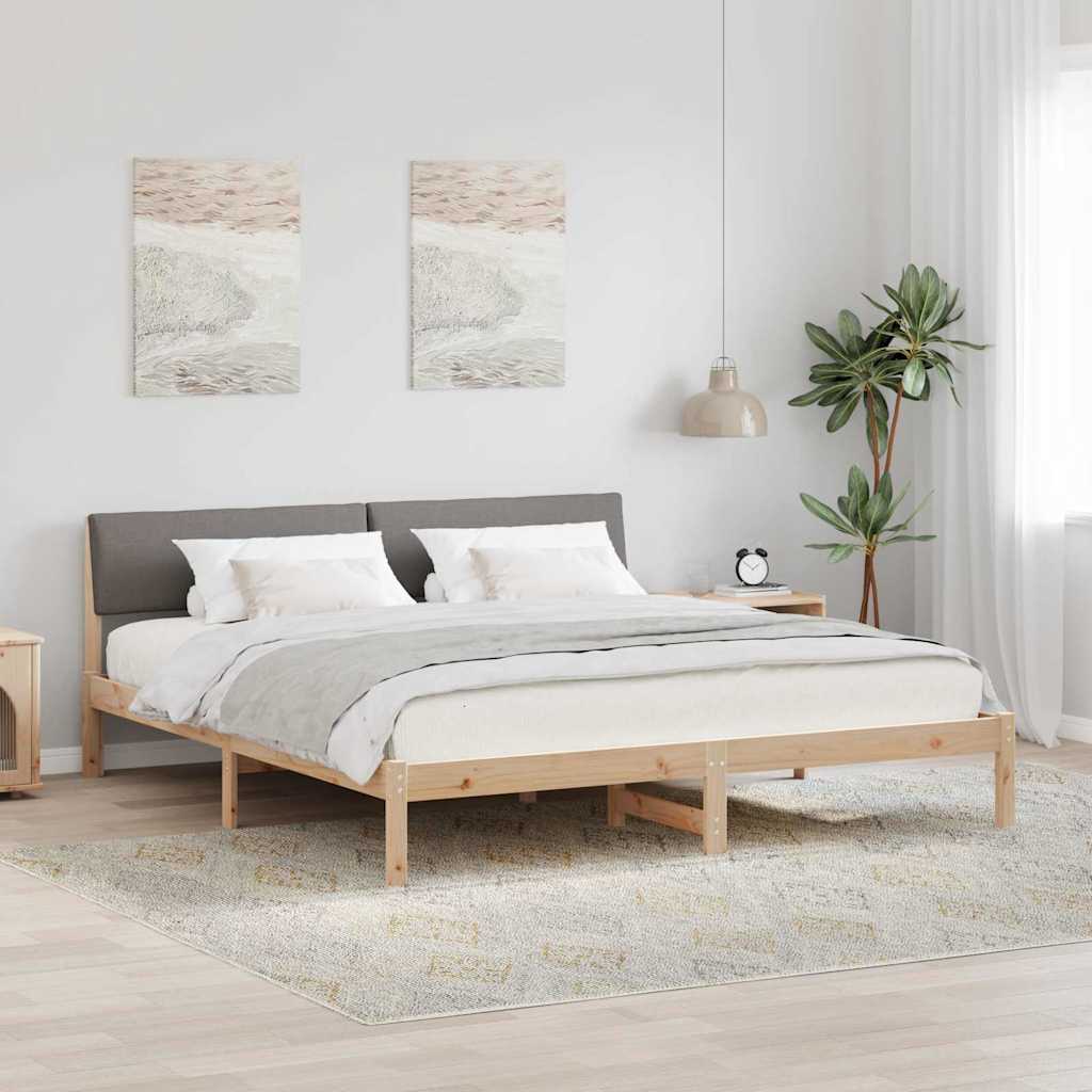 Sengestel Og Taupe 180 X 200 Cm Massivt Fyrretræ - Hovedbillede