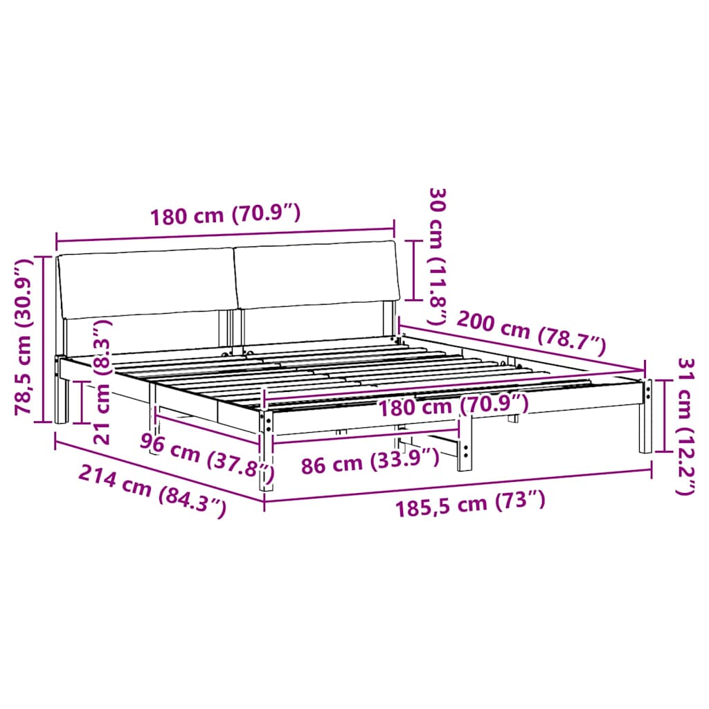 Sengestel Og Taupe 180 X 200 Cm Massivt Fyrretræ - Billede 11