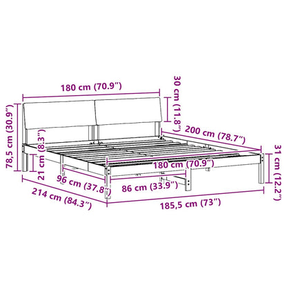 Sengestel Og Taupe 180 X 200 Cm Massivt Fyrretræ - Billede 11