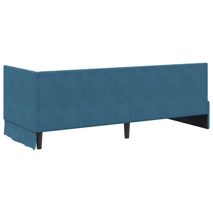 Hjørnesengramme Med Madras Med Hovedgærde Blå 80 X 200 Cm Fløjl - Billede 9