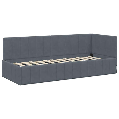 Hjørnesengramme Med Madras Mørkegrå 80 X 200 Cm Fløjl - Billede 6