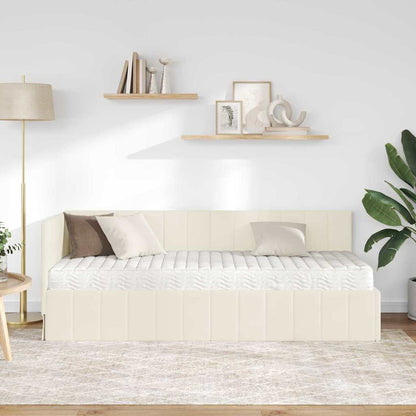 Hjørnesengramme Med Madras Creme 80 X 200 Cm Fløjl - Billede 4