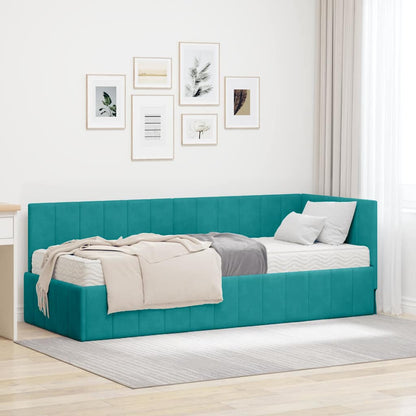 Hjørnesengramme Med Madras Turkis 80 X 200 Cm Fløjl - Hovedbillede