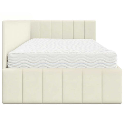 Hjørnesengramme Med Madras Creme 90 X 190 Cm Fløjl - Billede 8