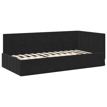 Hjørnesengramme Med Madras Sort 90 X 200 Cm Fløjl - Billede 6