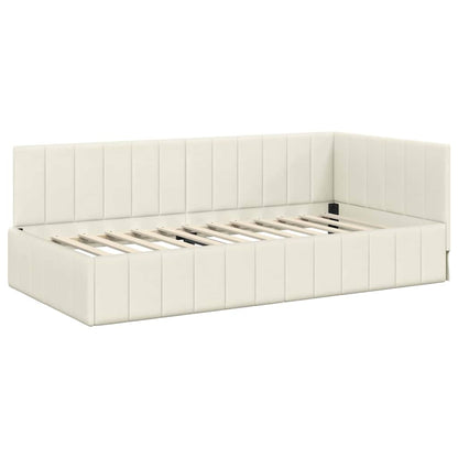 Hjørnesengramme Med Madras Creme 90 X 200 Cm Fløjl - Billede 6