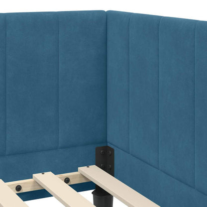 Hjørnesengramme Med Madras Med Hovedgærde Blå 80 X 200 Cm Fløjl - Billede 10