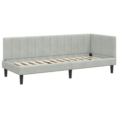 Hjørnesengramme Med Madras Lysegrå 80 X 200 Cm Fløjl - Billede 6
