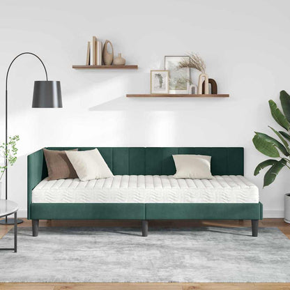 Hjørnesengramme Med Madras Mørkegrøn 80 X 200 Cm Fløjl - Billede 4