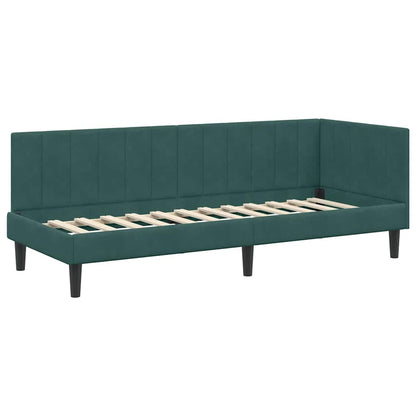 Hjørnesengramme Med Madras Mørkegrøn 80 X 200 Cm Fløjl - Billede 6