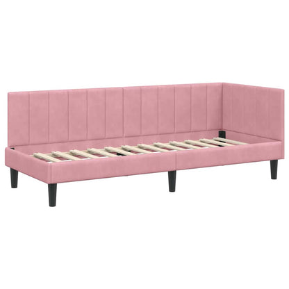 Hjørnesengramme Med Madras Lyserød 80 X 200 Cm Fløjl - Billede 6