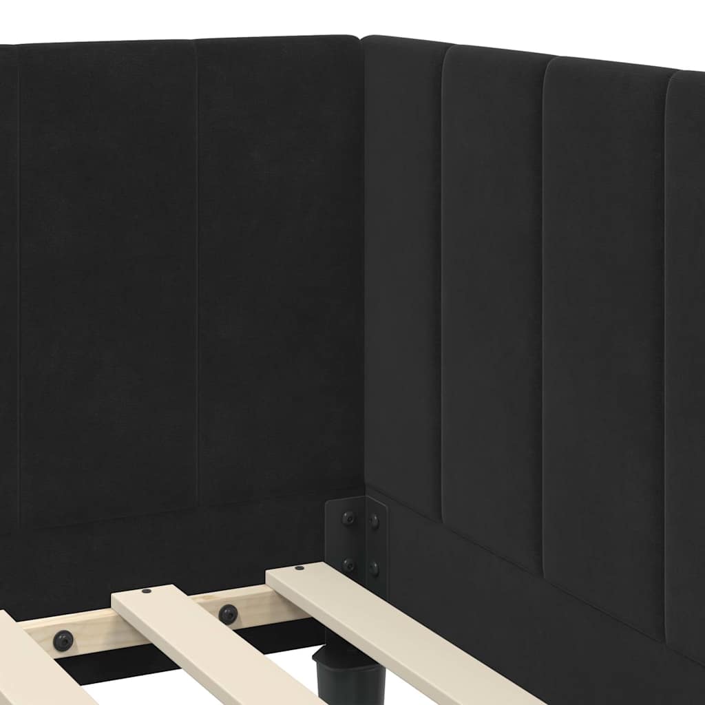 Hjørnesengramme Med Madras Sort 80 X 200 Cm Fløjl - Billede 10