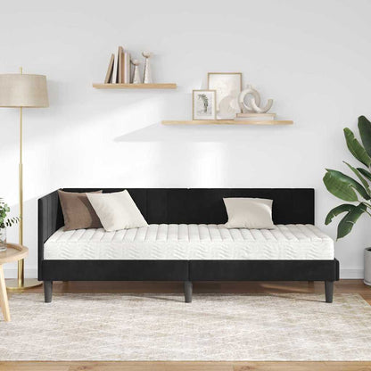 Hjørnesengramme Med Madras Sort 80 X 200 Cm Fløjl - Billede 4