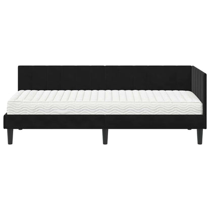 Hjørnesengramme Med Madras Sort 80 X 200 Cm Fløjl - Billede 5