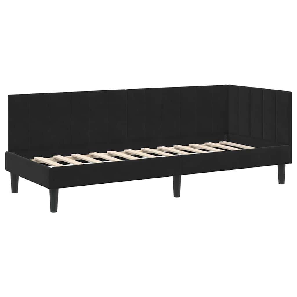 Hjørnesengramme Med Madras Sort 80 X 200 Cm Fløjl - Billede 6