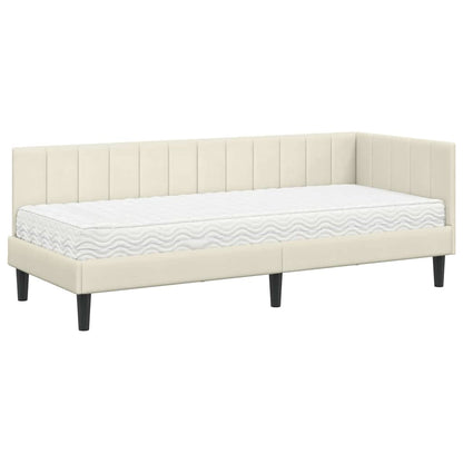 Hjørnesengramme Med Madras Creme 80 X 200 Cm Fløjl - Billede 2