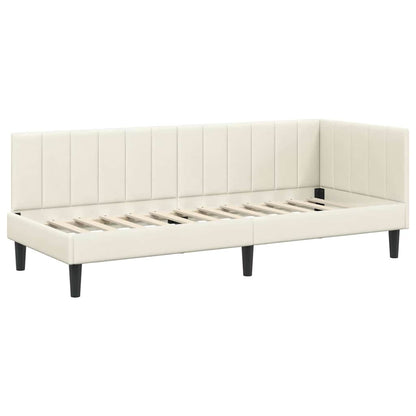 Hjørnesengramme Med Madras Creme 80 X 200 Cm Fløjl - Billede 6