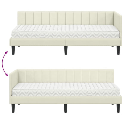 Hjørnesengramme Med Madras Creme 80 X 200 Cm Fløjl - Billede 12