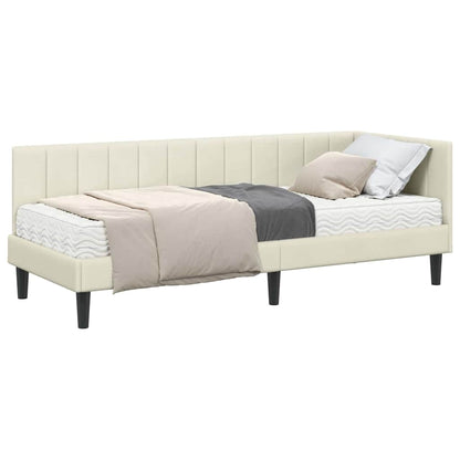 Hjørnesengramme Med Madras Creme 80 X 200 Cm Fløjl - Billede 3
