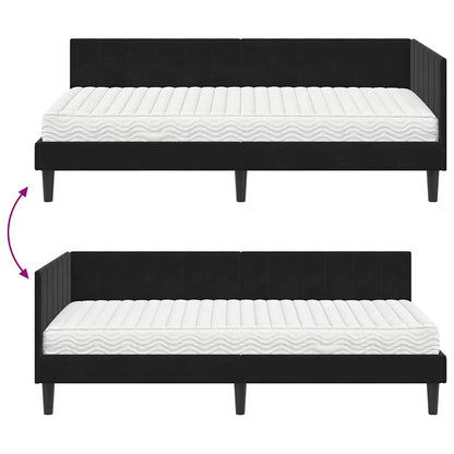 Hjørnesengramme Med Madras Sort 90 X 190 Cm Fløjl - Billede 12