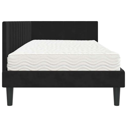 Hjørnesengramme Med Madras Sort 90 X 190 Cm Fløjl - Billede 8