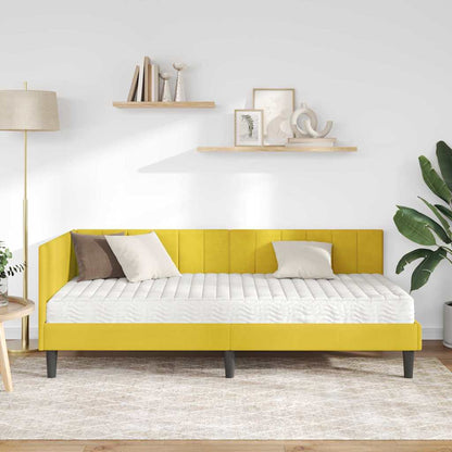 Hjørnesengramme Med Madras Gul 100 X 200 Cm Fløjl - Billede 4
