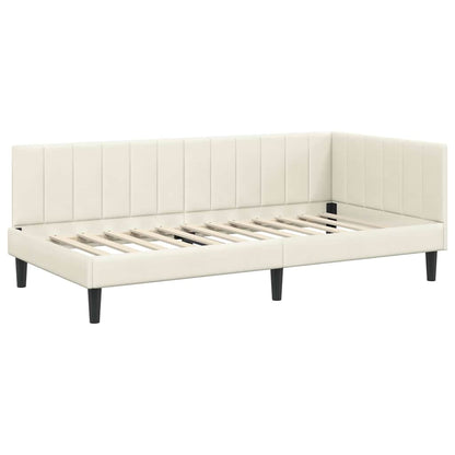 Hjørnesengramme Med Madras Creme 100 X 200 Cm Fløjl - Billede 6