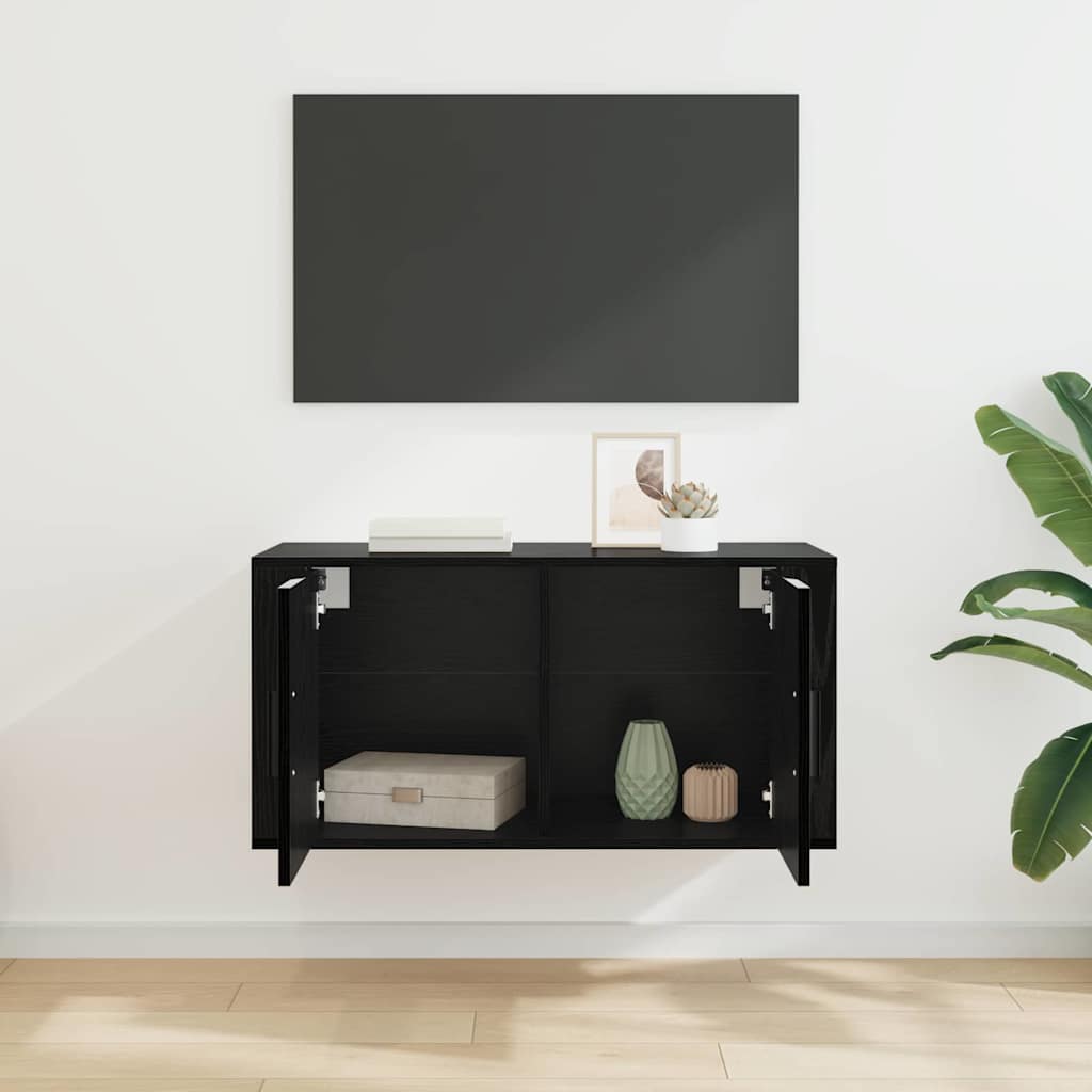 Vægmonteret Tv Skab Eg 80 X 34,5 X 40 Cm Konstrueret Træ - Billede 4