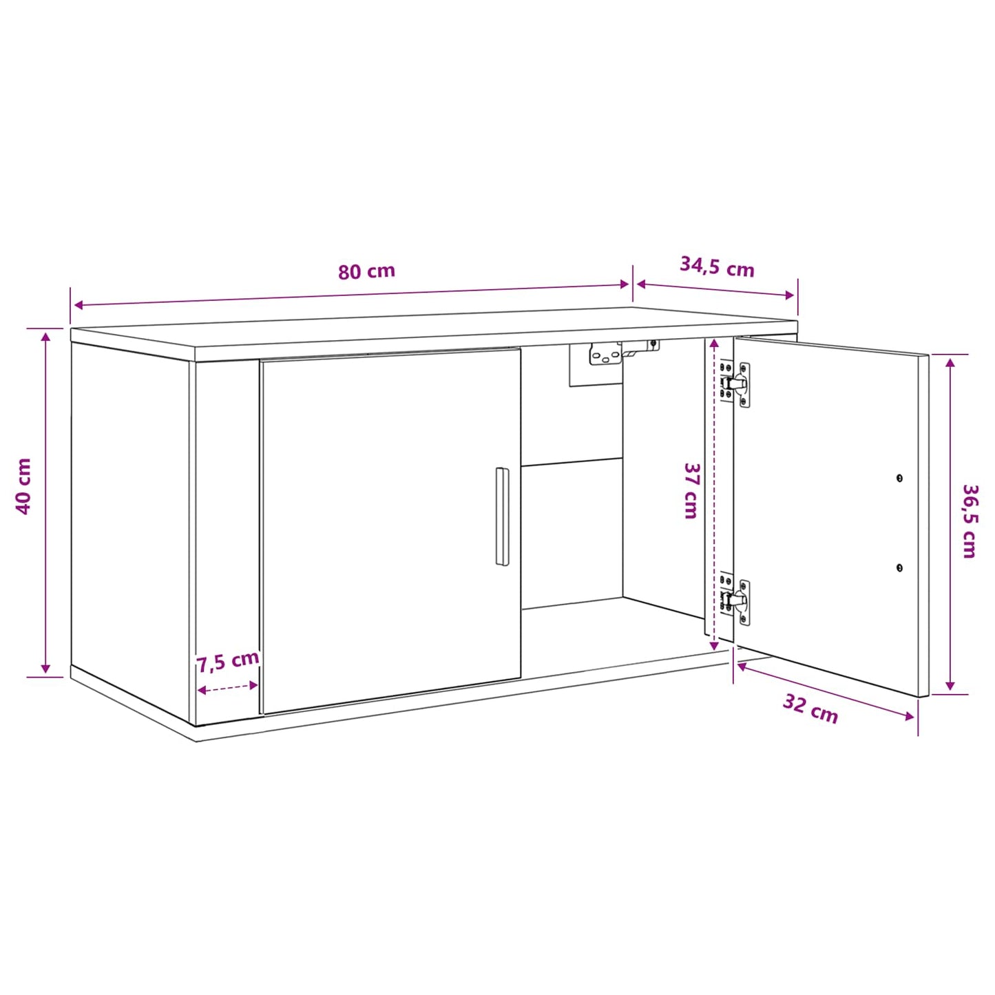 Vægmonteret Tv Skab Eg 80 X 34,5 X 40 Cm Konstrueret Træ - Billede 11