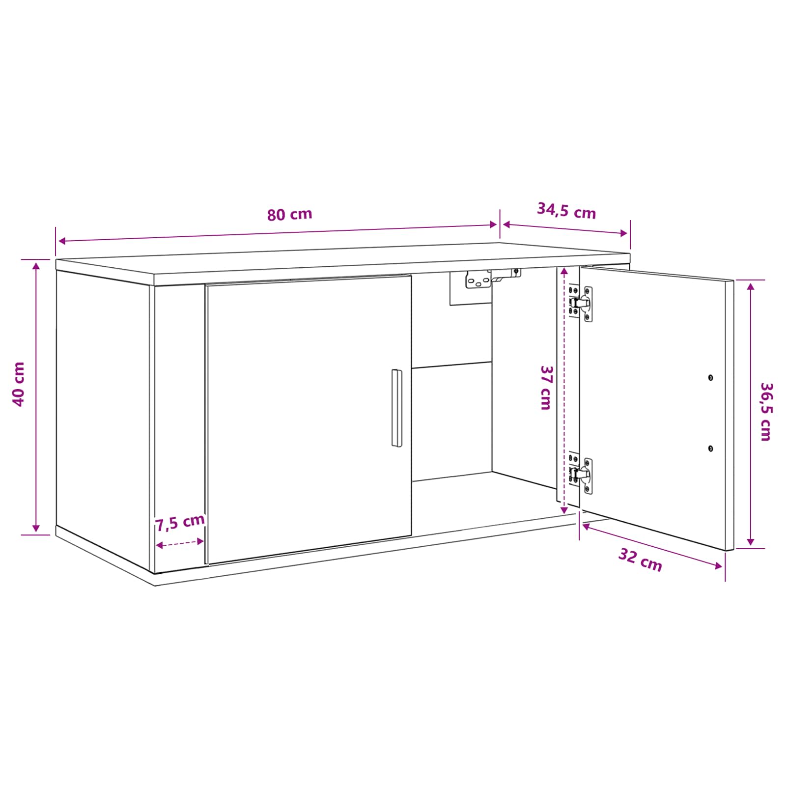 Vægmonteret Tv Skab Eg 80 X 34,5 X 40 Cm Konstrueret Træ - Billede 11