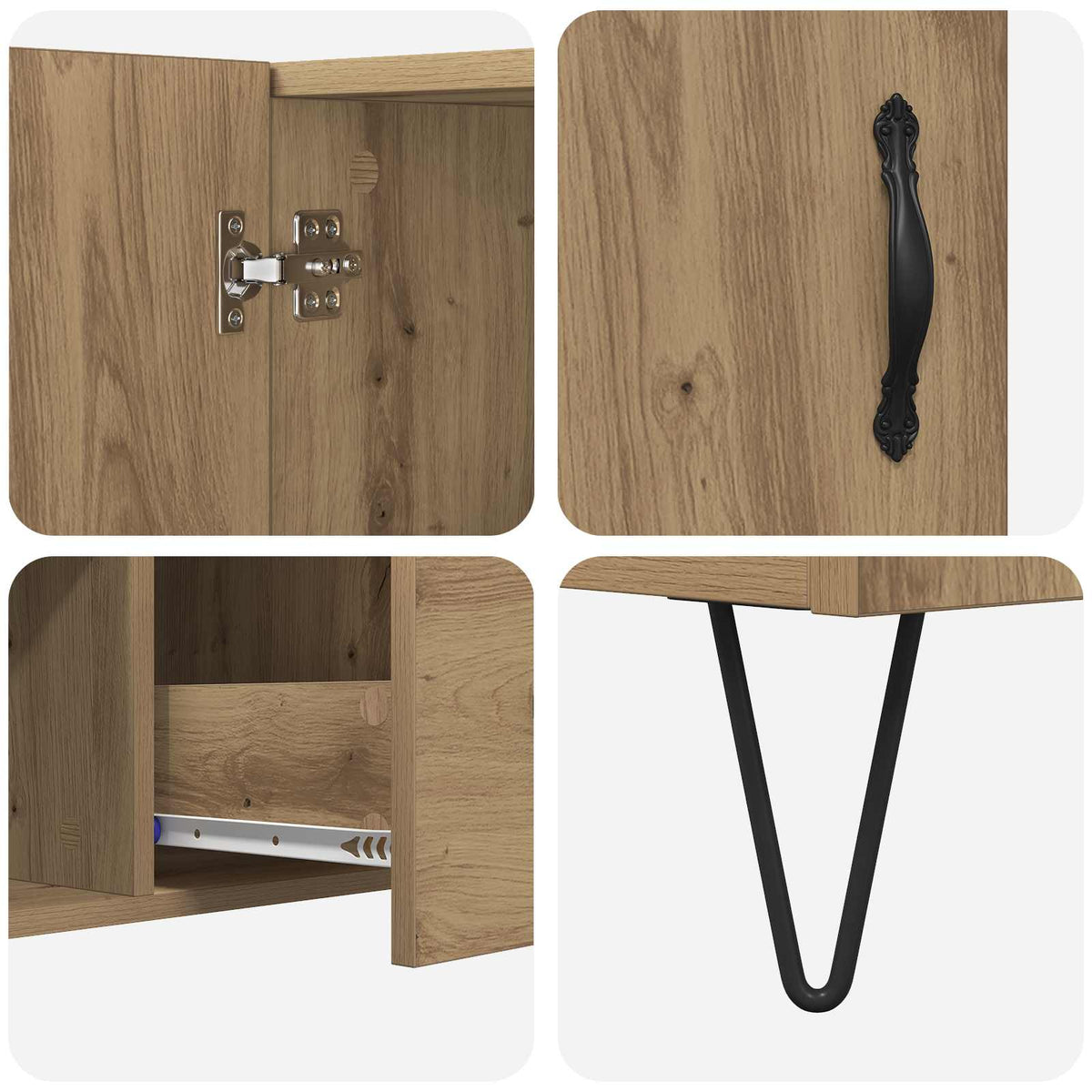 Sideboard Artisan Egetræ 100 X 36 X 60 Cm Konstrueret Træ - Billede 9