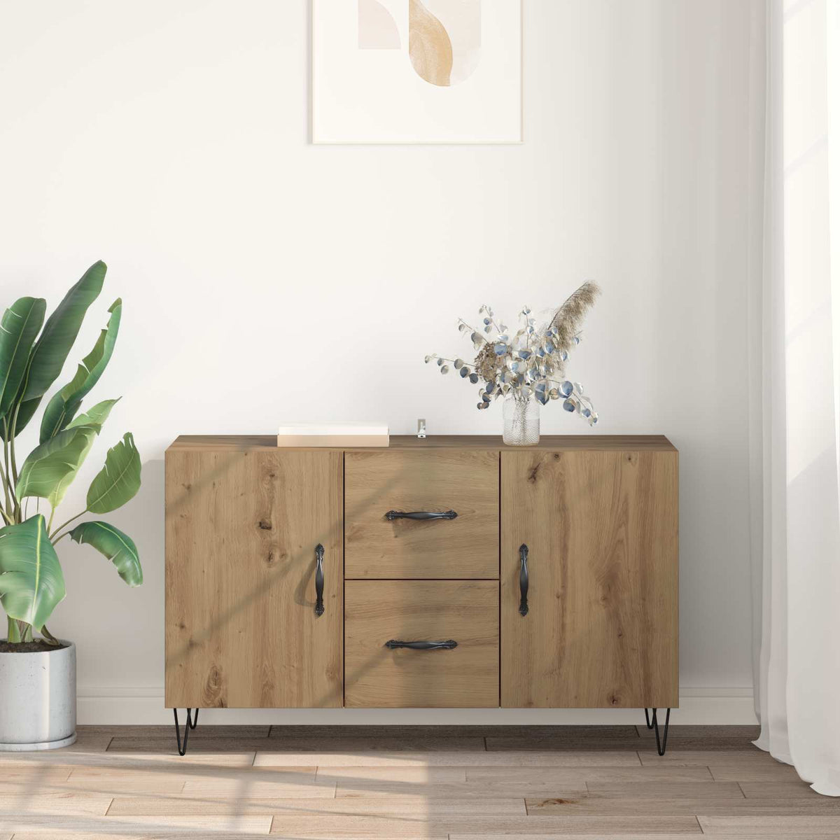 Sideboard Artisan Egetræ 100 X 36 X 60 Cm Konstrueret Træ - Billede 4