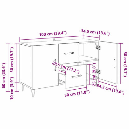 Sideboard Artisan Egetræ 100 X 36 X 60 Cm Konstrueret Træ - Billede 12