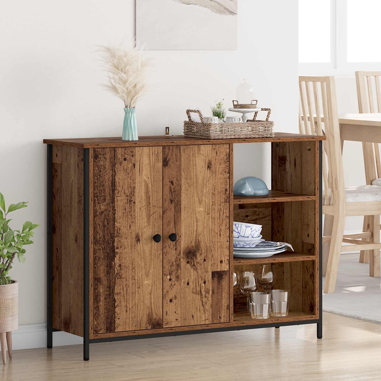 Sideboard 100 X 33 X 75 Cm Konstrueret Træ - Hovedbillede
