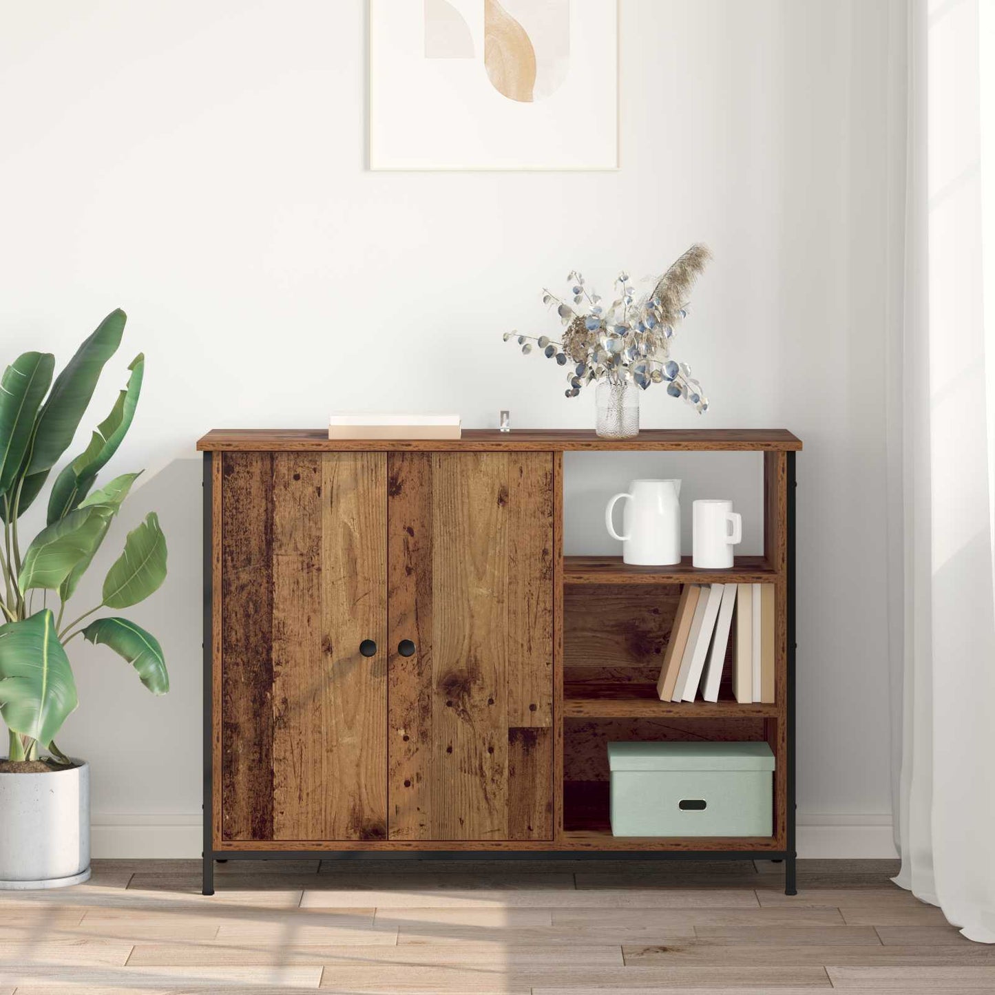 Sideboard 100 X 33 X 75 Cm Konstrueret Træ - Billede 4