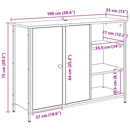 Sideboard 100 X 33 X 75 Cm Konstrueret Træ - Billede 15