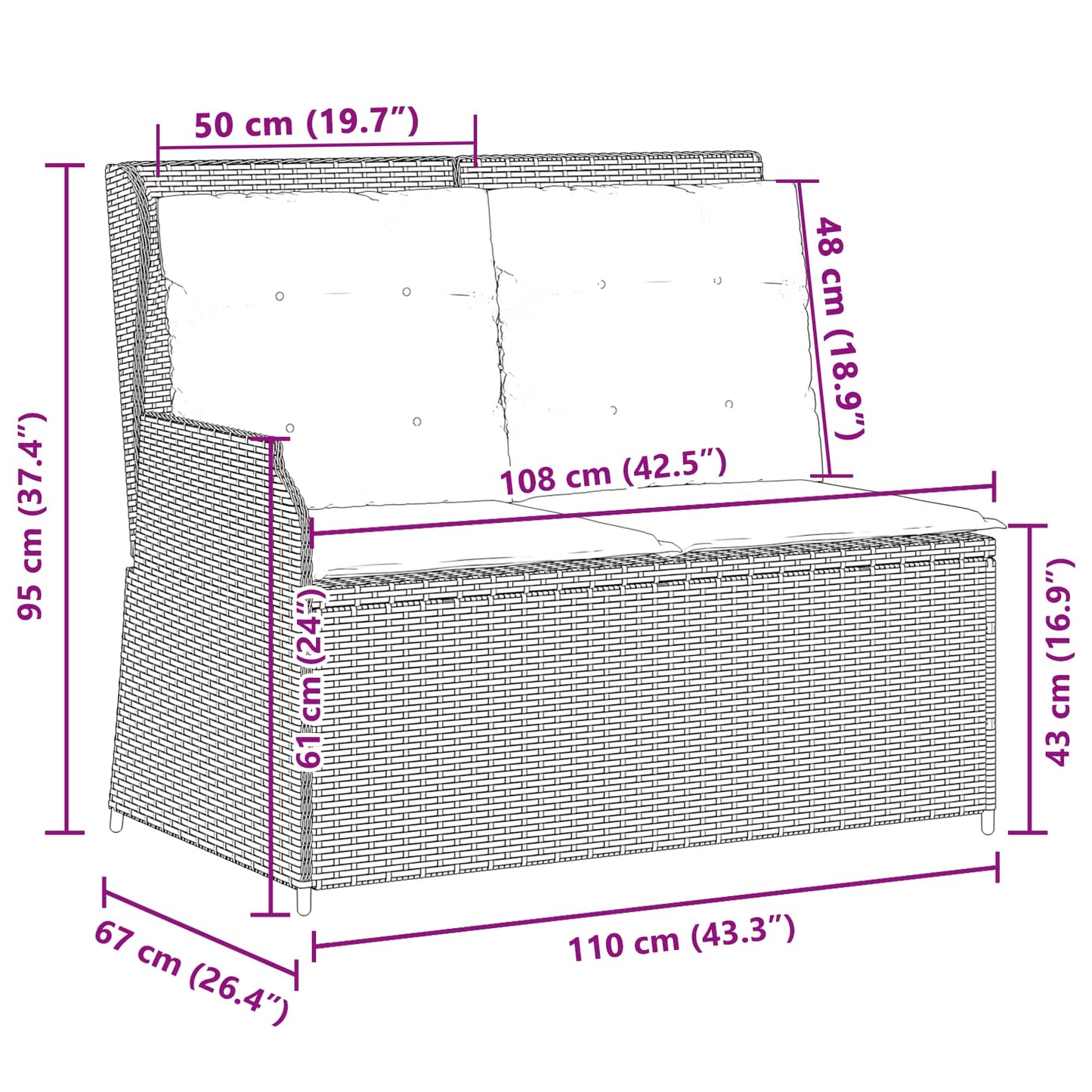 Havebænk Polyrattan - Billede 9