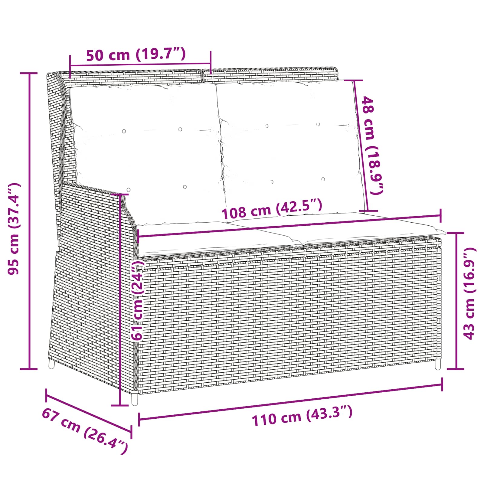Havebænk Polyrattan - Billede 9