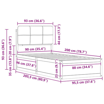 Sengestel Med Polstret Hovedgavl 90 X 200 Cm - Billede 11