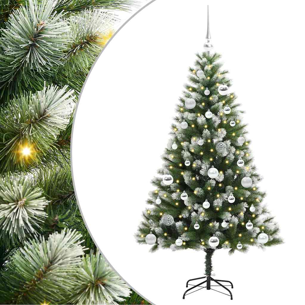 Kunstigt Hængslet Juletræ Med Flocked Sne Og Hvid 150 Cm - Billede 2