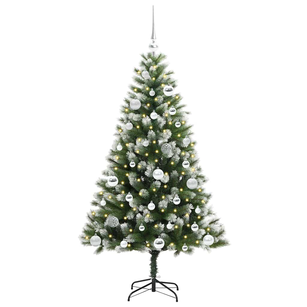 Kunstigt Hængslet Juletræ Med Flocked Sne Og Hvid 150 Cm - Billede 3