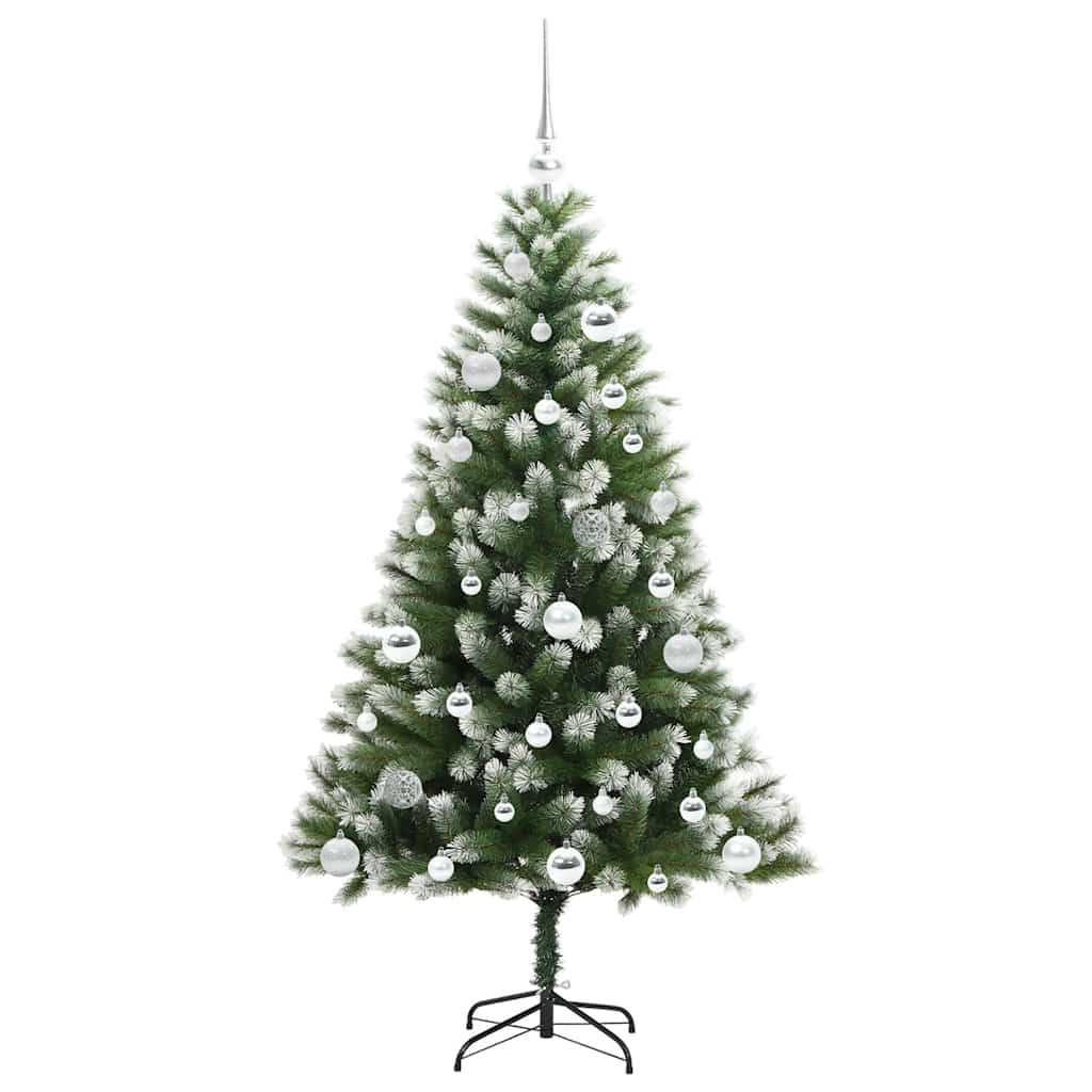 Kunstigt Hængslet Juletræ Med Flocked Sne Og Hvid 150 Cm - Billede 4