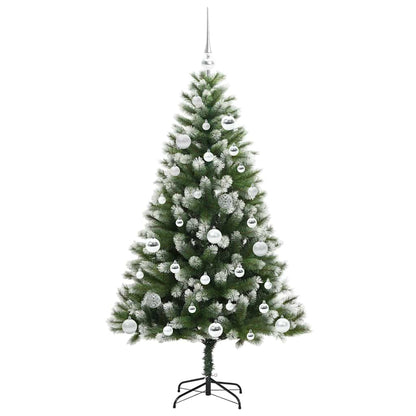 Kunstigt Hængslet Juletræ Med Flocked Sne Og Hvid 150 Cm - Billede 4