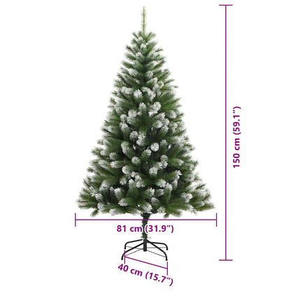 Kunstigt Hængslet Juletræ Med Flocked Sne Og Hvid 150 Cm - Billede 17