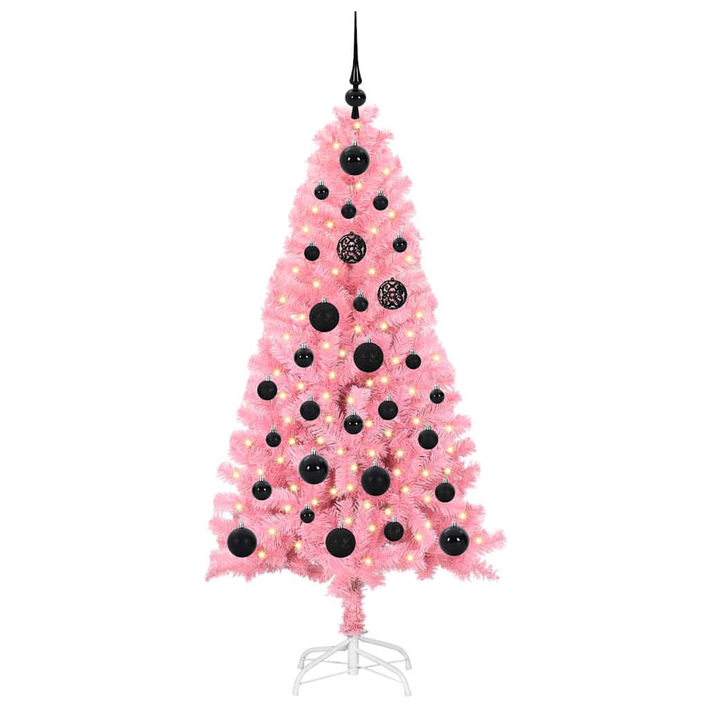 Juletræ Med 150 Led'er Med Stativ Lyserød 150 Cm Pvc - Billede 3